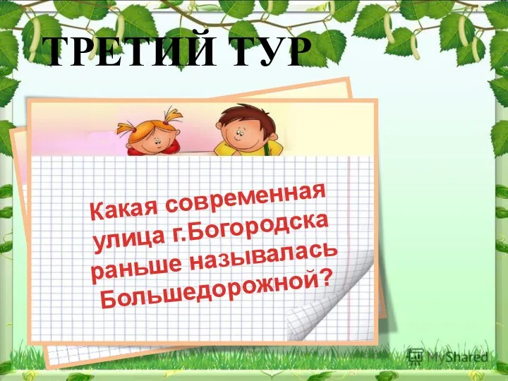 ТРЕТИЙ ТУР Какая современная улица г.Богородска раньше называлась Большедорожной?