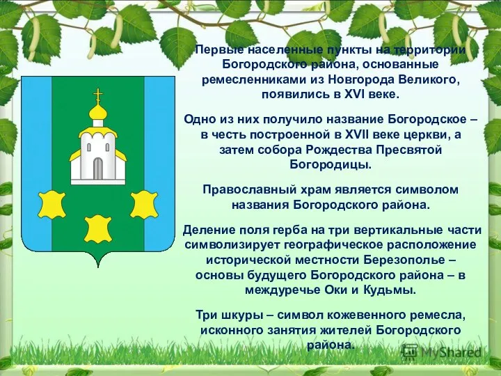 Первые населенные пункты на территории Богородского района, основанные ремесленниками из Новгорода Великого,