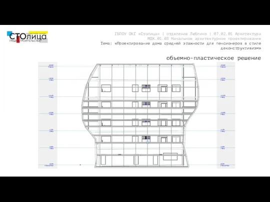 объемно-пластическое решение ГБПОУ ОКГ «Столица» | отделение Люблино | 07.02.01 Архитектура МДК.01.03
