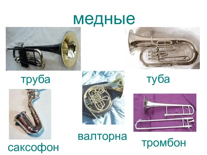 медные труба саксофон валторна туба тромбон