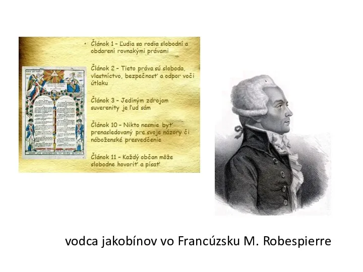 vodca jakobínov vo Francúzsku M. Robespierre