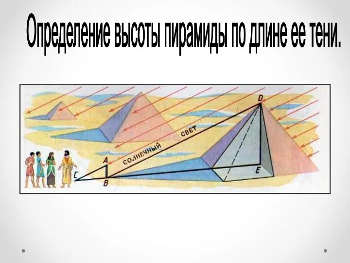 Определение высоты пирамиды по длине ее тени.