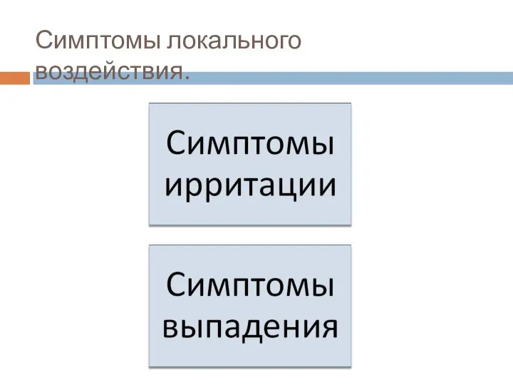 Симптомы локального воздействия.