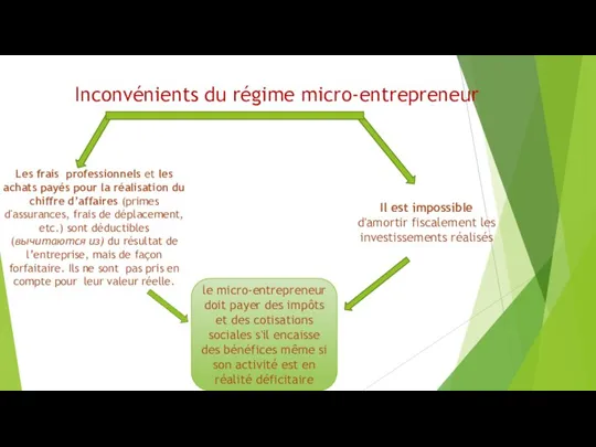 Inconvénients du régime micro-entrepreneur Les frais professionnels et les achats payés pour