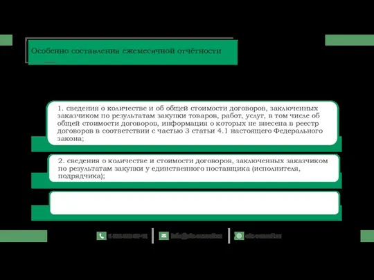 Особенно составления ежемесячной отчётности Заказчик не позднее 10-го числа месяца, следующего за