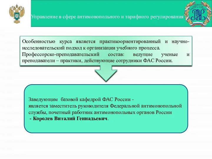 Особенностью курса является практикоориентированный и научно-исследовательский подход к организации учебного процесса. Профессорско-преподавательский