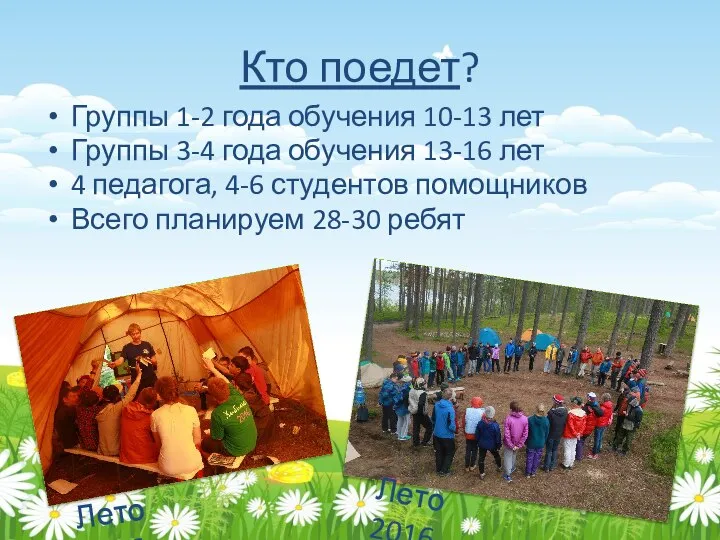 Кто поедет? Группы 1-2 года обучения 10-13 лет Группы 3-4 года обучения