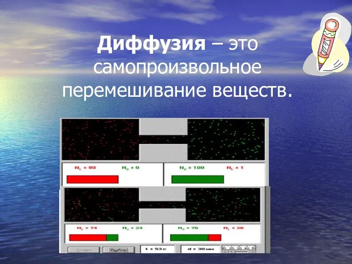 Диффузия – это самопроизвольное перемешивание веществ.