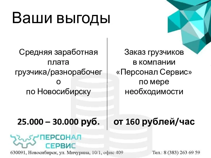 Заказ грузчиков в компании «Персонал Сервис» по мере необходимости от 160 рублей/час