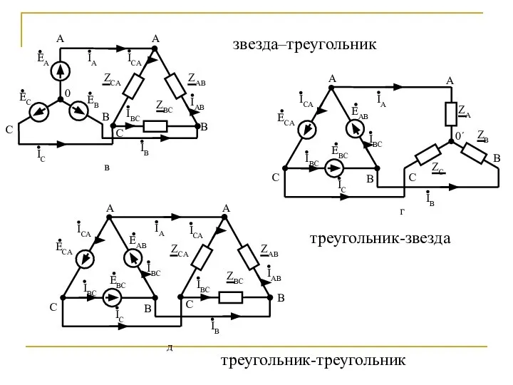 звезда–треугольник треугольник-звезда треугольник-треугольник