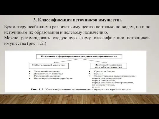 3. Классификация источников имущества Бухгалтеру необходимо различать имущество не только по видам,