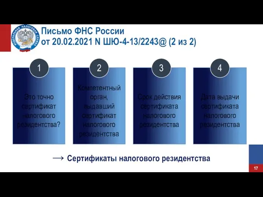 Письмо ФНС России от 20.02.2021 N ШЮ-4-13/2243@ (2 из 2) → Сертификаты