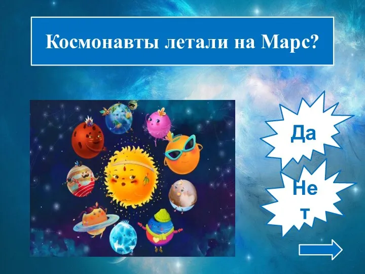 Нет Да Космонавты летали на Марс?