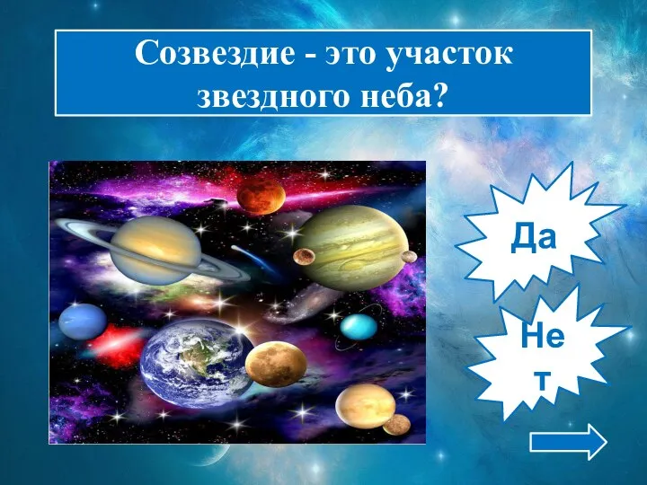 Да Нет Созвездие - это участок звездного неба?