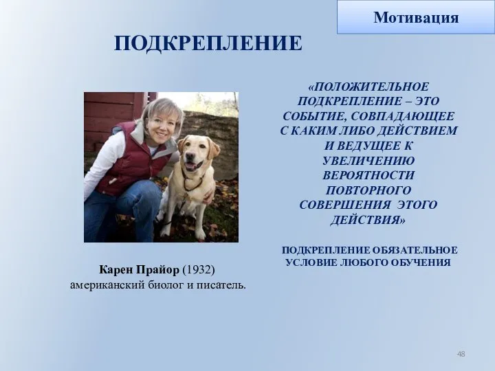 ПОДКРЕПЛЕНИЕ «ПОЛОЖИТЕЛЬНОЕ ПОДКРЕПЛЕНИЕ – ЭТО СОБЫТИЕ, СОВПАДАЮЩЕЕ С КАКИМ ЛИБО ДЕЙСТВИЕМ И