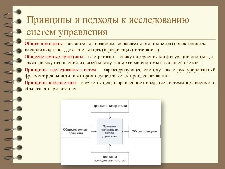 Принципы и подходы к исследованию систем управления Общие принципы – являются основанием