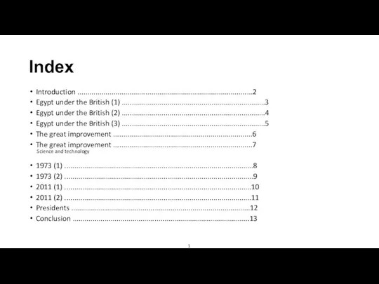 Index Introduction ........................................................................................2 Egypt under the British (1) ........................................................................3 Egypt under the