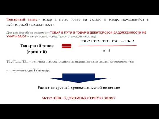 Товарный запас - товар в пути, товар на складе и товар, находящийся