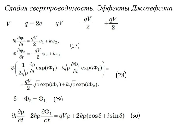 Слабая сверхпроводимость. Эффекты Джозефсона