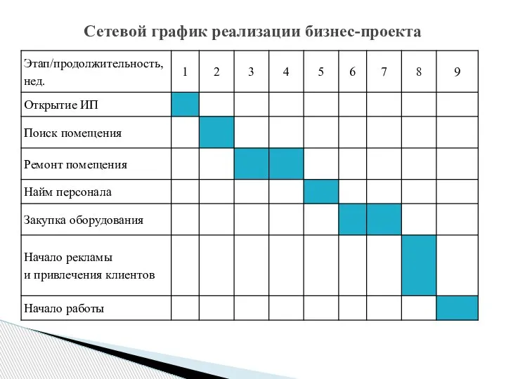 Сетевой график реализации бизнес-проекта