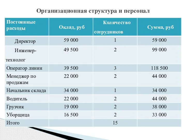 Организационная структура и персонал