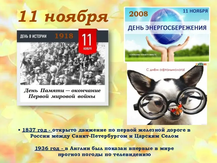 11 ноября 2008 • 1837 год - открыто движение по первой железной