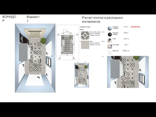 КОРИДОР Вариант 1 Расчет плитки и расходных материалов