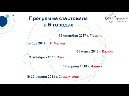 2 1 15 сентября 2017 г. Тюмень Ноябрь 2017 г. Н. Челны