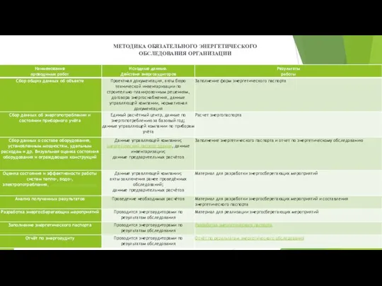 МЕТОДИКА ОБЯЗАТЕЛЬНОГО ЭНЕРГЕТИЧЕСКОГО ОБСЛЕДОВАНИЯ ОРГАНИЗАЦИИ