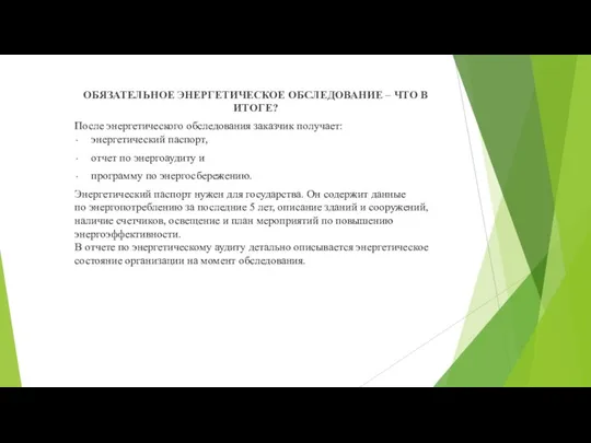 ОБЯЗАТЕЛЬНОЕ ЭНЕРГЕТИЧЕСКОЕ ОБСЛЕДОВАНИЕ – ЧТО В ИТОГЕ? После энергетического обследования заказчик получает: