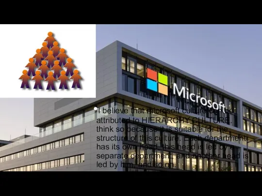 I believe that microsoft culture can be attributed to HIERARCHY CULTURE. I