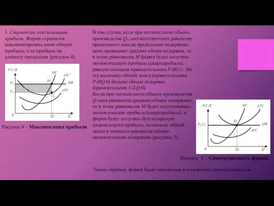 1. Стратегия максимизации прибыли. Фирма стремится максимизировать свою общую прибыль, а не