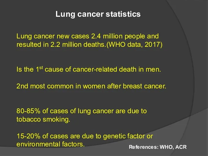 Lung cancer statistics Lung cancer new cases 2.4 million people and resulted