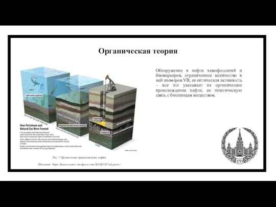 Органическая теория Обнаружение в нефти хемофоссилий и биомаркеров, ограниченное количество в ней