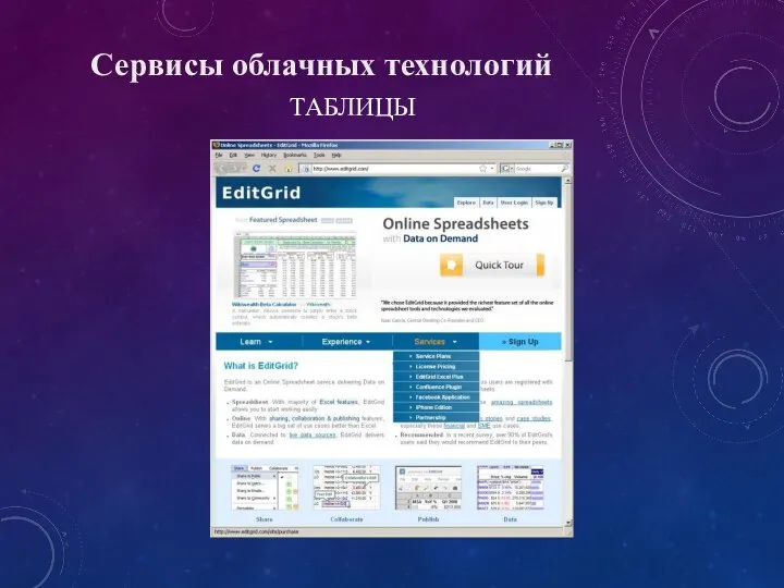 ТАБЛИЦЫ Сервисы облачных технологий