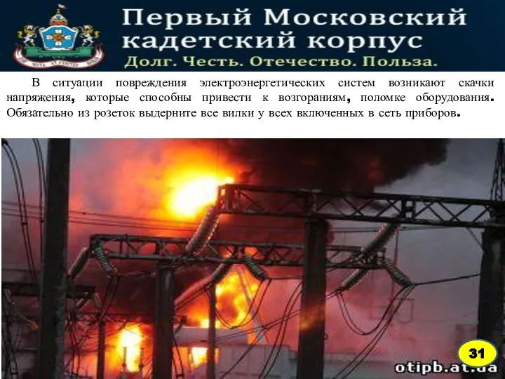 31 В ситуации повреждения электроэнергетических систем возникают скачки напряжения, которые способны привести