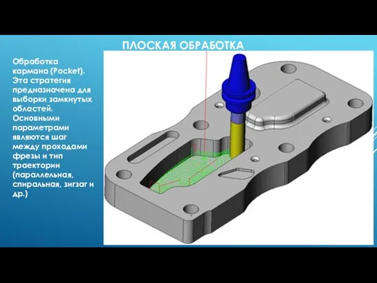 ПЛОСКАЯ ОБРАБОТКА Обработка кармана (Pocket). Эта стратегия предназначена для выборки замкнутых областей.