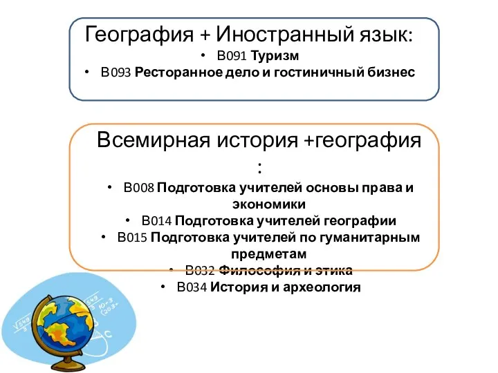 География + Иностранный язык: В091 Туризм В093 Ресторанное дело и гостиничный бизнес