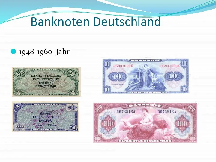 Banknoten Deutschland 1948-1960 Jahr