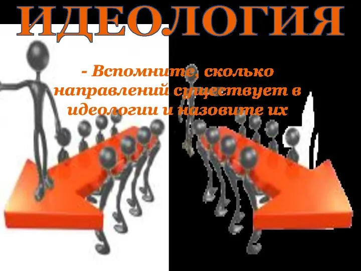 ИДЕОЛОГИЯ - Вспомните, сколько направлений существует в идеологии и назовите их