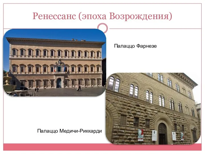 Ренессанс (эпоха Возрождения) Палаццо Фарнезе Палаццо Медичи-Риккарди