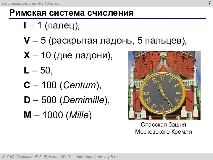 Римская система счисления I – 1 (палец), V – 5 (раскрытая ладонь,