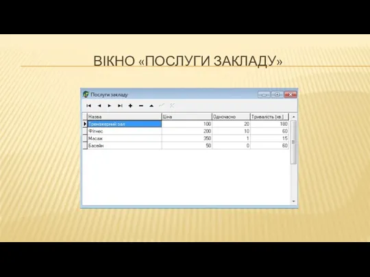 ВІКНО «ПОСЛУГИ ЗАКЛАДУ»