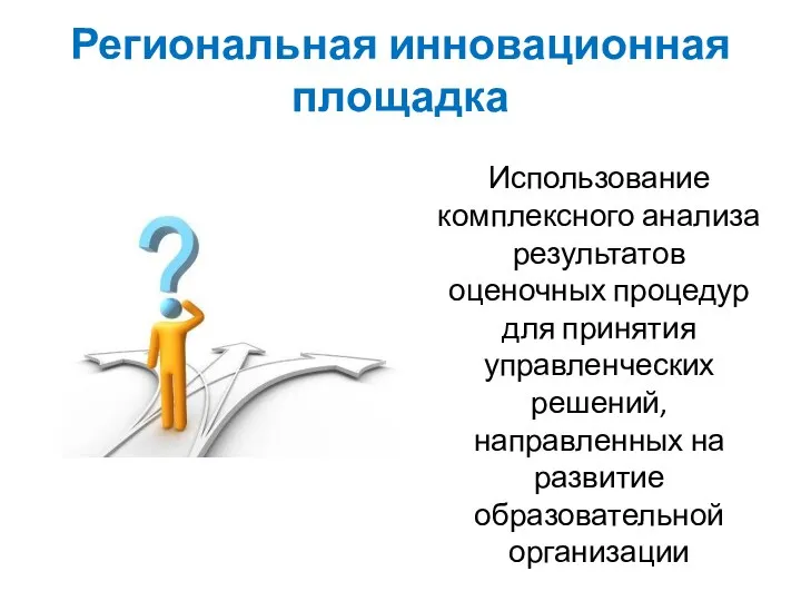 Региональная инновационная площадка Использование комплексного анализа результатов оценочных процедур для принятия управленческих