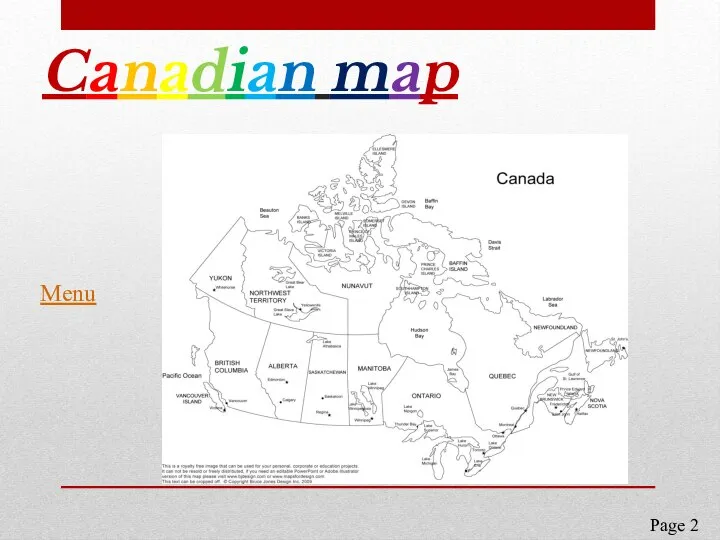 Canadian map Menu Page 2