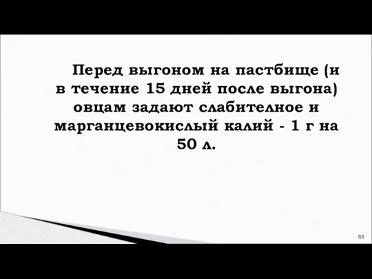 Перед выгоном на пастбище (и в течение 15 дней после выгона) овцам