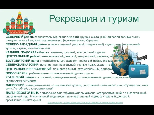 Рекреация и туризм СЕВЕРНЫЙ район: познавательный, экологический, круизы, охота, рыбная ловля, горные