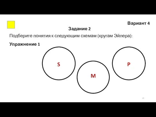 Вариант 4 Задание 2 Подберите понятия к следующим схемам (кругам Эйлера): Упражнение 1