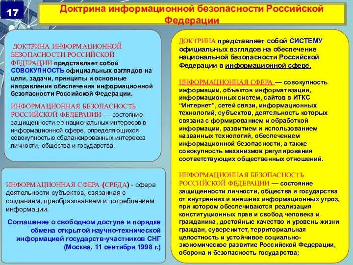 ДОКТРИНА представляет собой СИСТЕМУ официальных взглядов на обеспечение национальной безопасности Российской Федерации