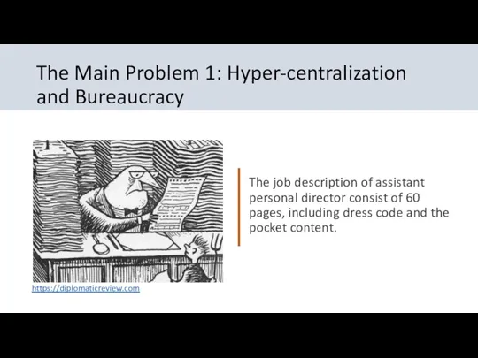 The Main Problem 1: Hyper-centralization and Bureaucracy The job description of assistant